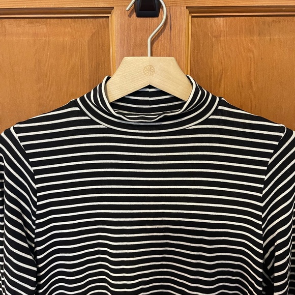 Reformation Jeans Striped Nadine Mock Neck Balloon Sleeve Dress - Picture 4 of 7